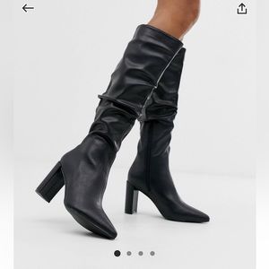 Public Desire Black Slouch Knee High Boots